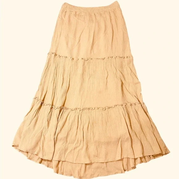 Sim & Sam tiered maxi skirt in beige/peach color size S - Picture 2 of 14